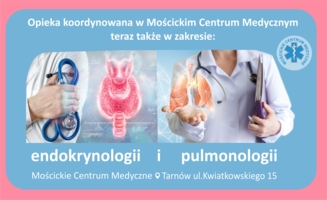 Plakat opieki koordynowanej w Mościckim Centrum Medycznym